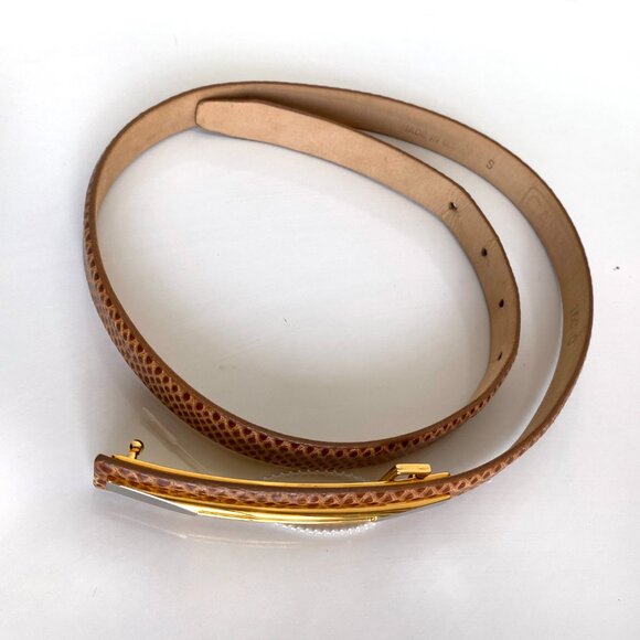 Vintage Carlisle Snakeskin Leather Gold Buckle Belt Size S Made in USA - Picture 9 of 10